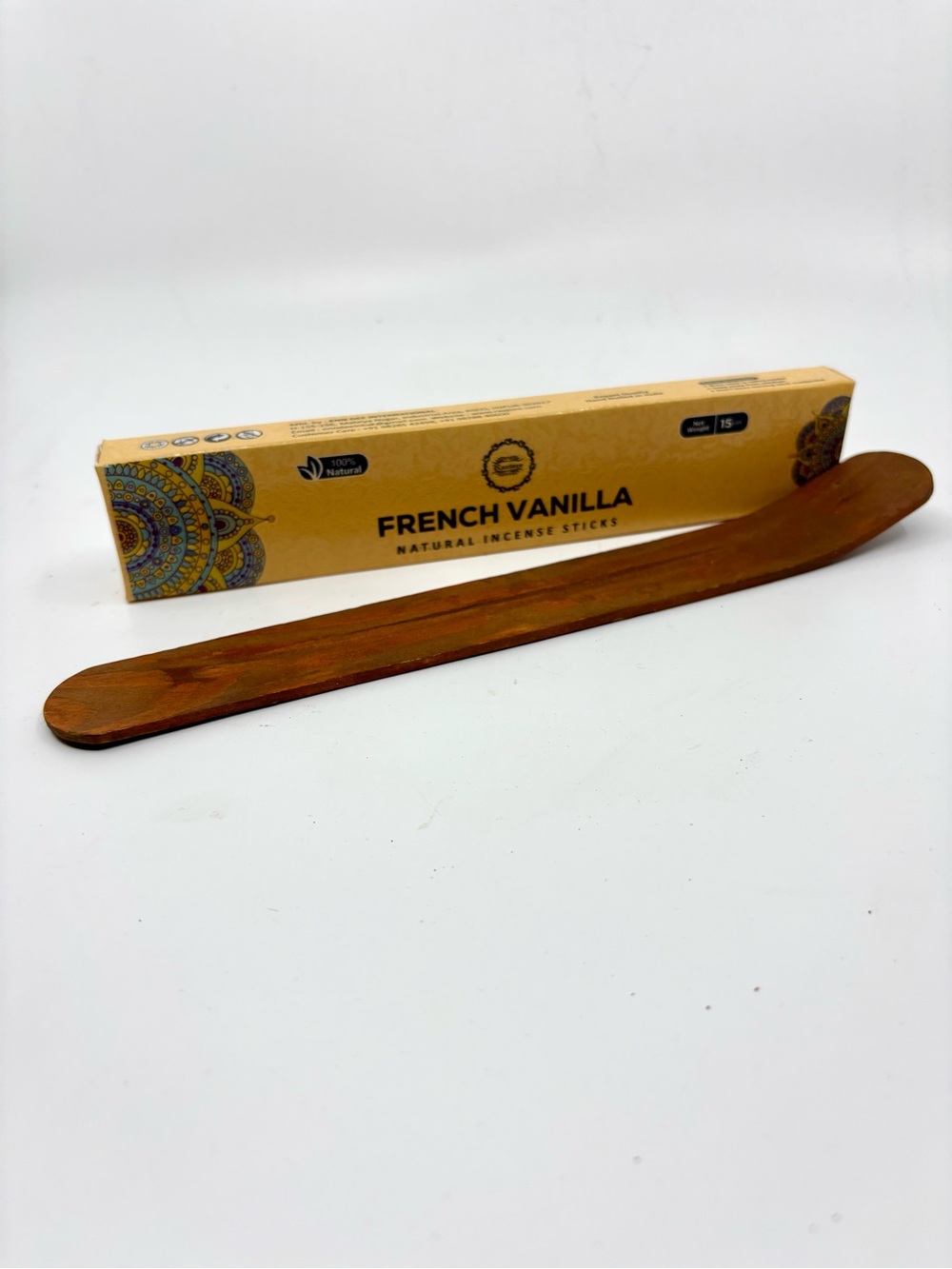 NEW French Vanilla Natural Incense Sticks, Wooden Holder, from India. 5 Stones - Picture 4 of 7